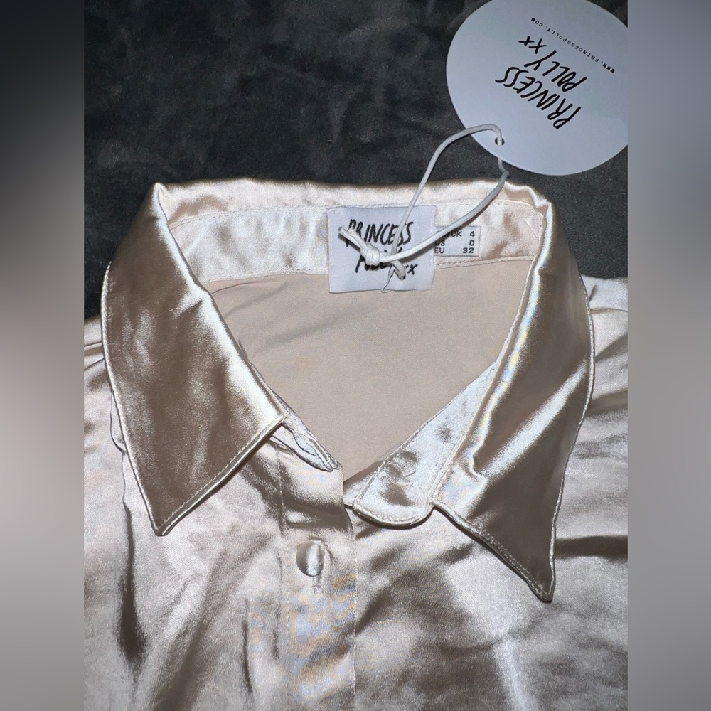 Princess Polly Vintage Vibes Shirt in Champagne Size 0 New with tag - Picture 9 of 13